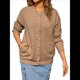 thumbnail image 3 of Suéteres de Larga con Cuello Redondo y Botones para Mujer, Cárdigan Abierto de Otoño 2025 Caqui L, 3 of 10