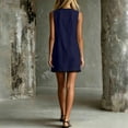 thumbnail image 7 of VBVC Women's Crew Neck Sleeveless Shift Dress,Color Block Trim Tunic Dress For Women,Ladies' Casual Button Detail Mini Dress with Pockets,Navy,S-2XL, 7 of 7
