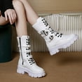 thumbnail image 6 of Bnwani Boots for Women Fashion Toe Thick Chunky Mid-Calf Casual Solid Boot White Size 6.5, 6 of 7