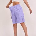 thumbnail image 2 of Yghzkop Womens Cargo Shorts Utility Stretch Waist Drawstring Belt Button Pockets Military Solid Color Casual Workwear Denim Bermuda Short, 2 of 8