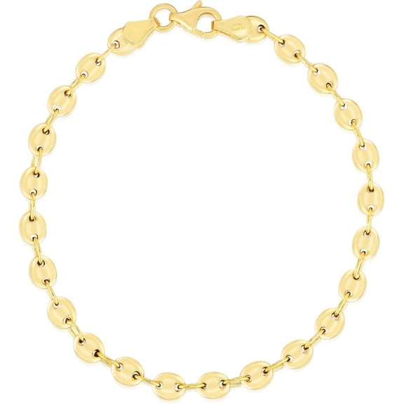 Floreo 10k Yellow Gold 4.7mm Puff Mariner Bracelet or Anklet