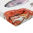 thumbnail image 2 of Ambesonne Fish Fitted Sheet, Sea Animals Watercolor, Queen Size, Mustard Navy, 2 of 3