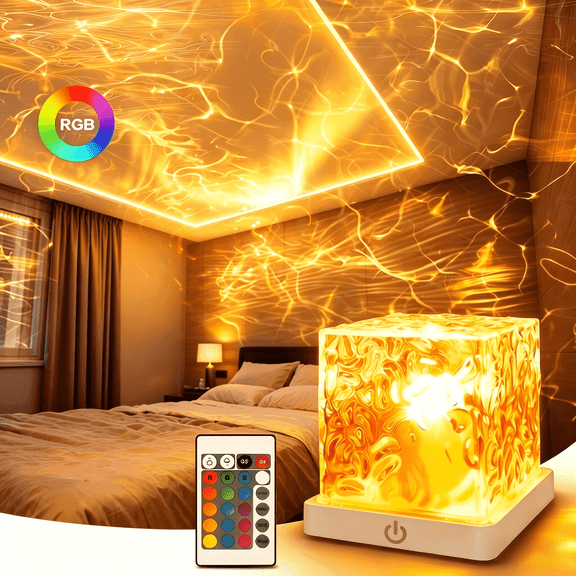 Wireless Bedroom Projector Night lights, 16 Color Changing Water Pattern Shower Lights whit Remote for Bedroom Bathroom Shower