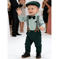 thumbnail image 2 of CARETOO Baby Boy Clothes Outfit 0-18M Infant Formal Cotton Fabric Shirt Bowtie Hat Suspender Pants, 2 of 10