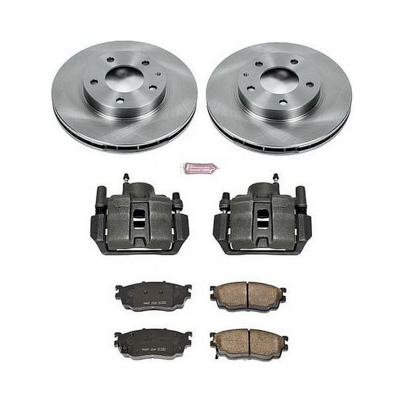 PowerStop Front Stock Replacement Brake Pad and Rotor Kit with Calipers Fits: MAZDA Select Models KCOE5169A