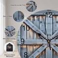 thumbnail image 5 of Wall Clock Barn Gate Clocks PVC Silent Non-Ticking Battery Operated Decorative Blue Farmhouse Wood Grain Walls Door Round Clock for Home Living Room Kitchen Bedroom Office School Wall Decor 10 Inch, 5 of 9