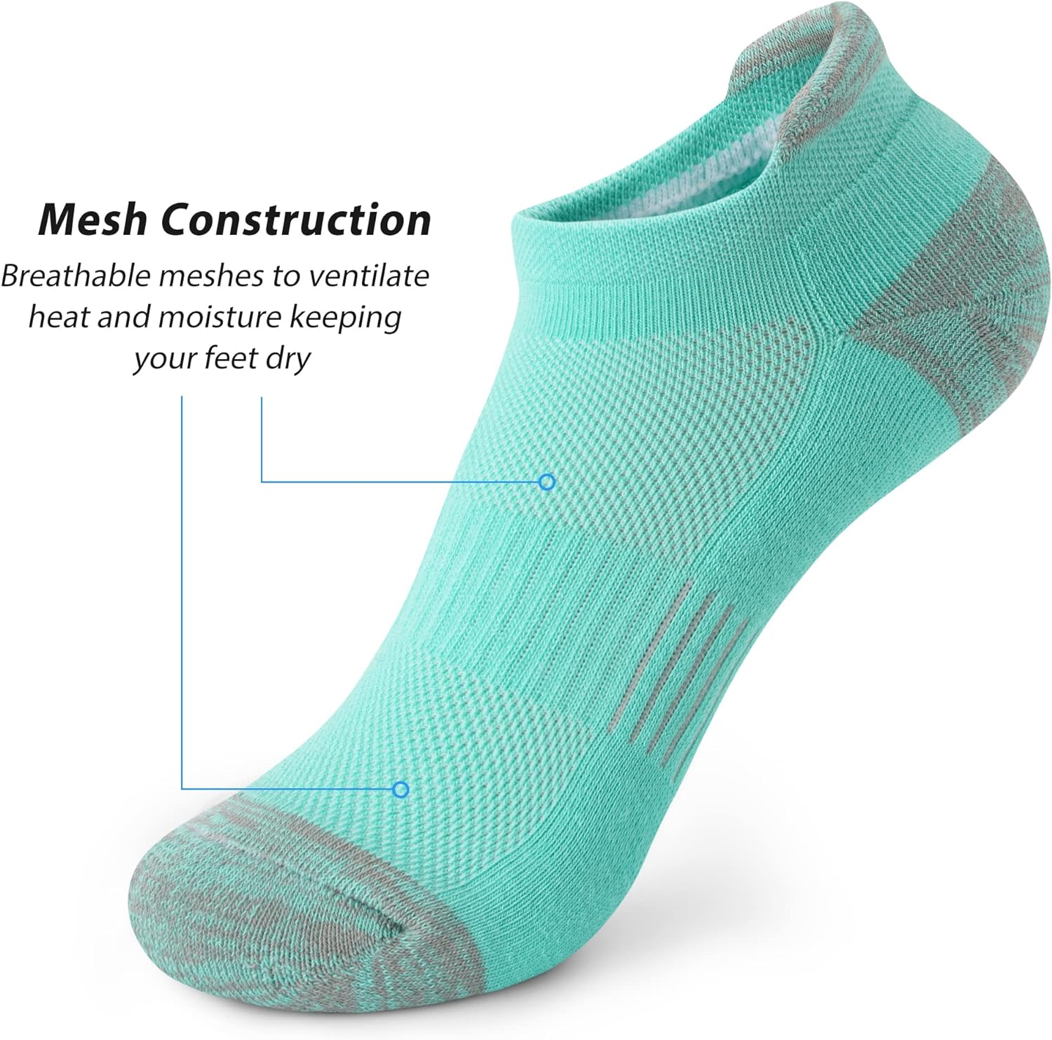 Womens Ankle Socks 5 Pairs Cushioned Running Athletic No Show Socks With Tab
