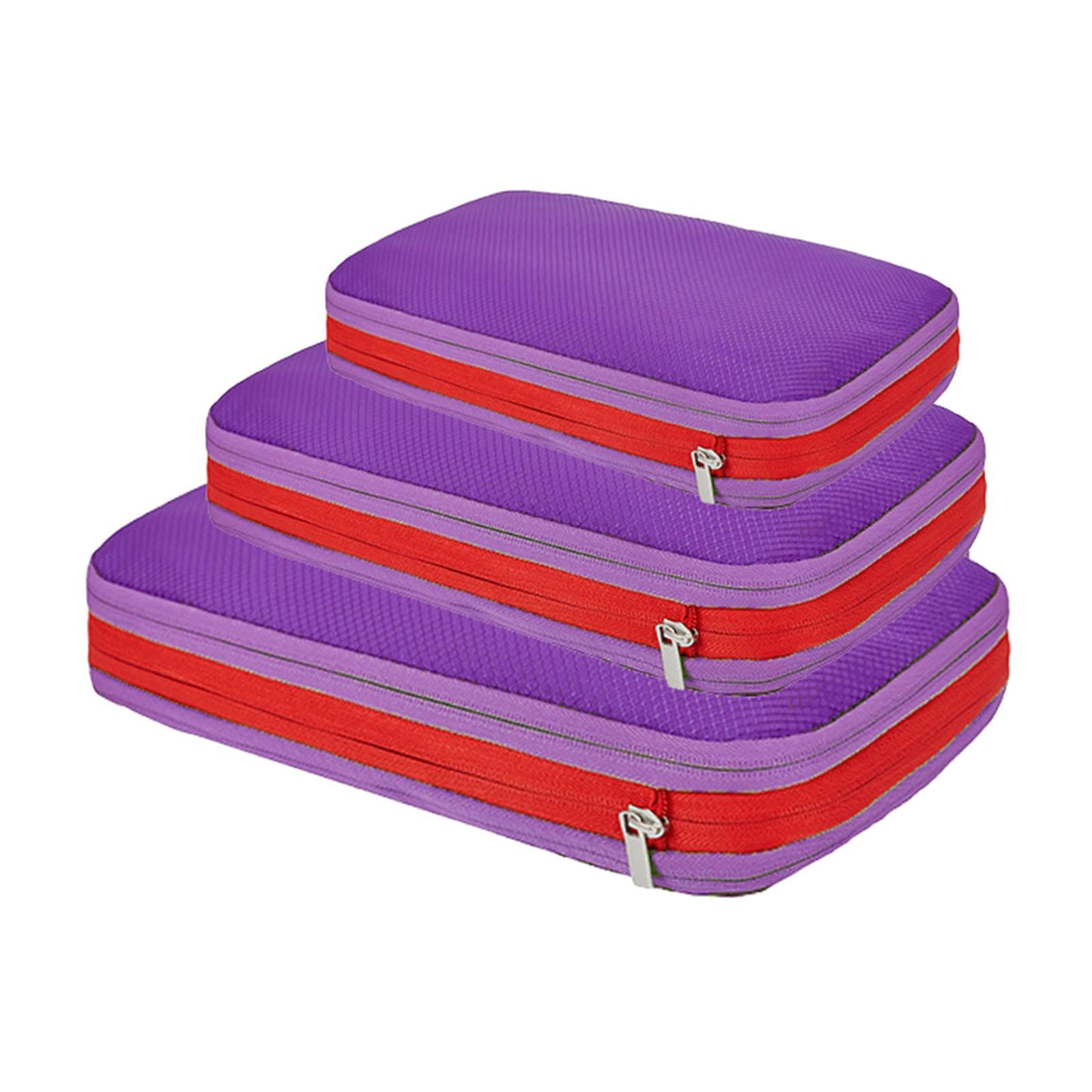 Axioma 3 Pieces Compression Packing Cubes Waterproof Double Zippers Storage Bags Double Violet