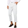 thumbnail image 4 of Pantalones a rayas INSPIRE CHIC para hombre, corte ajustado, frente plano, recortados y entallados, blancos, talla 30, 4 of 5