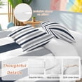 thumbnail image 2 of 3 Piece Navy Blue Gray Striped Duvet Cover Set Twin Size, Microfiber Comforter/Quilt Cover with Corner Ties and 2 Pillowcases, Farmhouse Stripe Art All Season Soft Bedding with Zipper Closure, 2 of 8