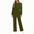 thumbnail image 6 of VBVC Women's 2 Piece Side Stripes Set,Ladies Crew Neck Top and Sweatpants,Lightweight Matching Outfit For Women,Army Green,Size M, 6 of 7