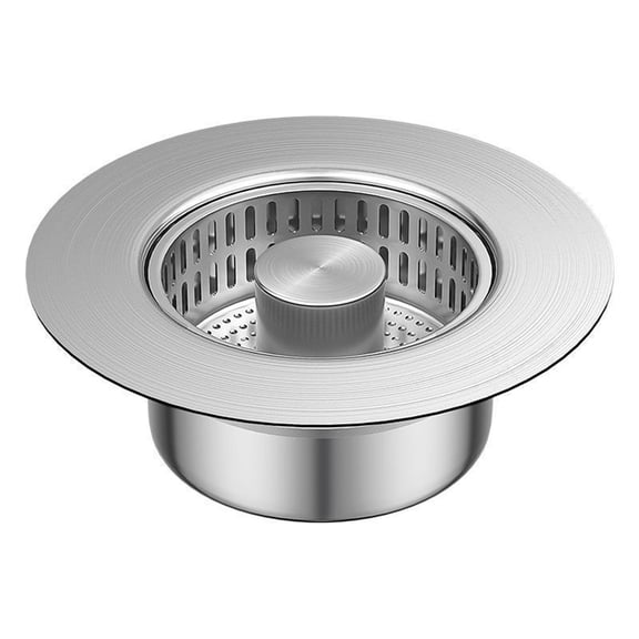 3-in-1 Kitchen Sink Drain Strainer and Stopper, 304 Stainless Steel Pop Up Sink Drain Plug, Universal Anti-Clogging Sink Protector Cover with Basket Filter