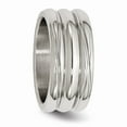 thumbnail image 5 of White Stainless Steel Ring Band Fashion Polished Grooved, 5 of 7