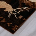 thumbnail image 4 of Brown Prints Fish Acorns Bear Cabin Moose Wildlife Area Rug (3' 9" x 5' 1"), 4 of 5