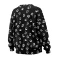 thumbnail image 5 of SCRAWLGOD Paw Print White Black Women's Sweatshirts with Pockets Long Sleeve Crewneck Drop Shoulder Sweatshirt Cozy Fall Winter Casual Clothes Oversized Soft Tops, M, 5 of 7