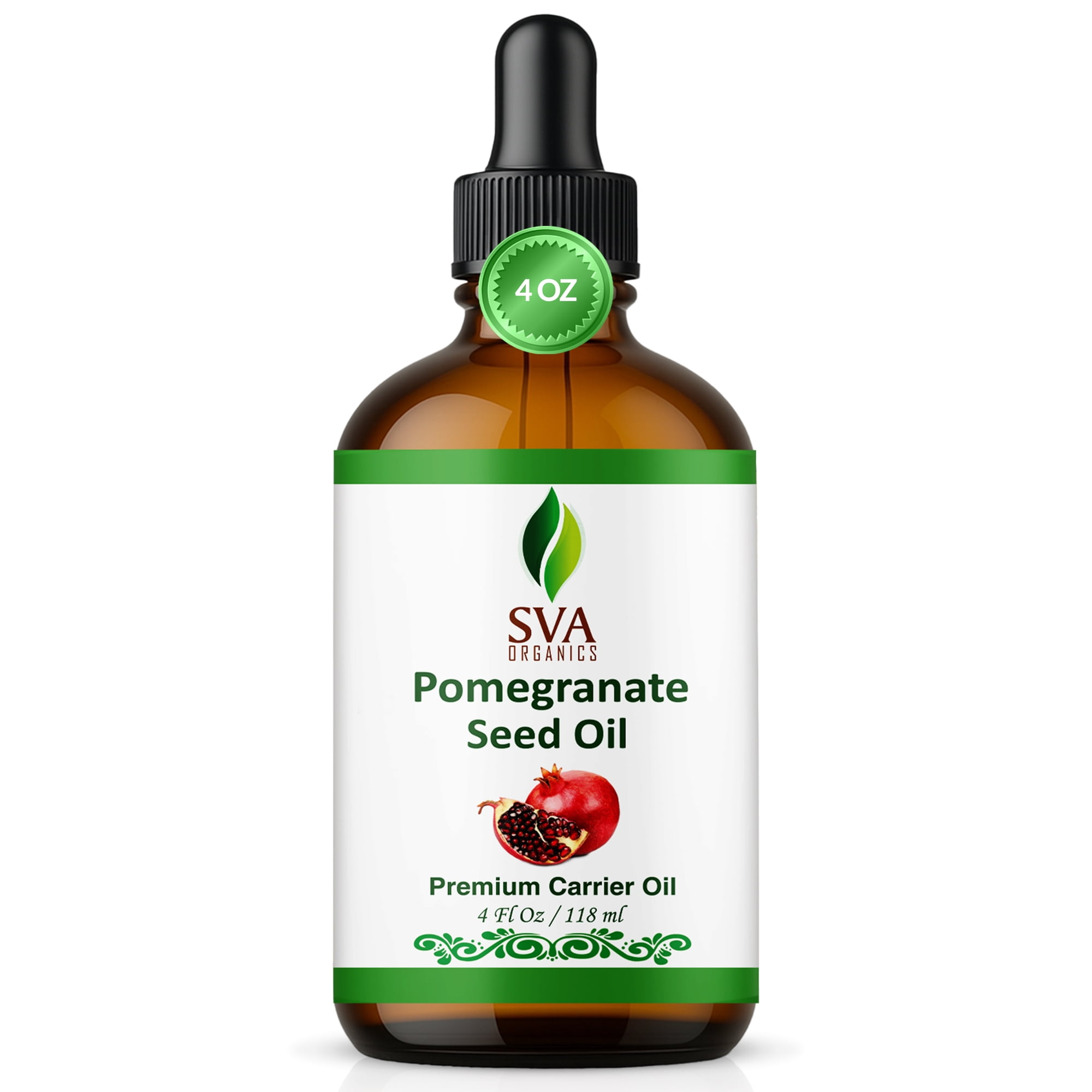 SVA Pomegranate Seed Organic - 4 Fl Oz – 100% Natural Cold Pressed Organic Pomegranate Oil - for Face, Skin Care, Hair Care, Scalp Massage & Body Massage – Carrier Oil with Dropper
