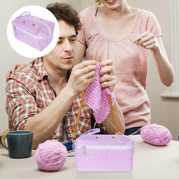 TAILTOSS 1Pcs Portable Knitting Bag Purple Woolen with Durability for Women