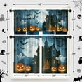 thumbnail image 5 of Halloween Spooky Castle Kitchen Window Curtains and Valances Set 36 Inch, Ghost Pumpkin Lantern Bat Moon Short Tier Curtain for Cafe Living Room Bathroom, Halloween 3 Pieces Set Kitchen Decor, 5 of 6