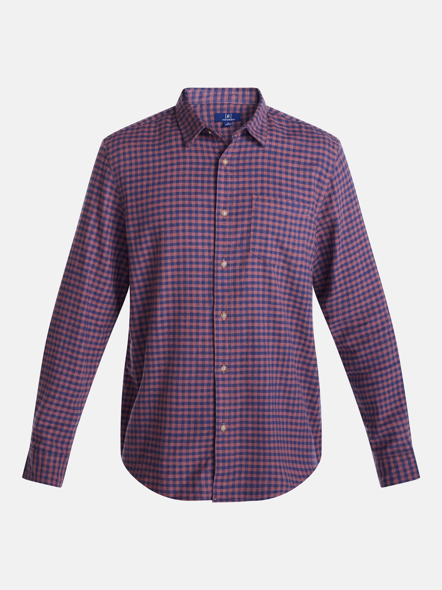 George Men's and Big Men's Slub Cotton Shirt with Long Sleeves, Sizes S-3XL