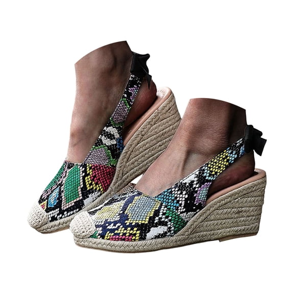 Mepaouo Womens Espadrilles Wedges Shoes Closed Toe Platform Slingback Canvas Dress Summer Sandals