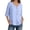 Blue, variant on Mid Sleeve Tops For Women Loose Pleated Front Elbow Length V Neck T Shirts Trendy Blouses Pullover Outfits XXL