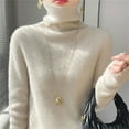 thumbnail image 5 of NMMUED Turtleneck Sweater Women Pullover Sweaters for Women Knit Sweater for Women Fitted Sweaters for Women, Beige L, 5 of 7