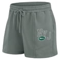 thumbnail image 4 of Women's WEAR by Erin Andrews Green New York Jets Washed Fleece Long Sleeve T-Shirt & Shorts Lounge Set, 4 of 6