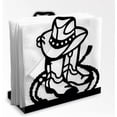 thumbnail image 1 of Servilletero decorativo de metal negro de vaquero para mesa, 12,4 x 12,4 x 5 cm, con lazo para sombrero vaquero., 1 of 9