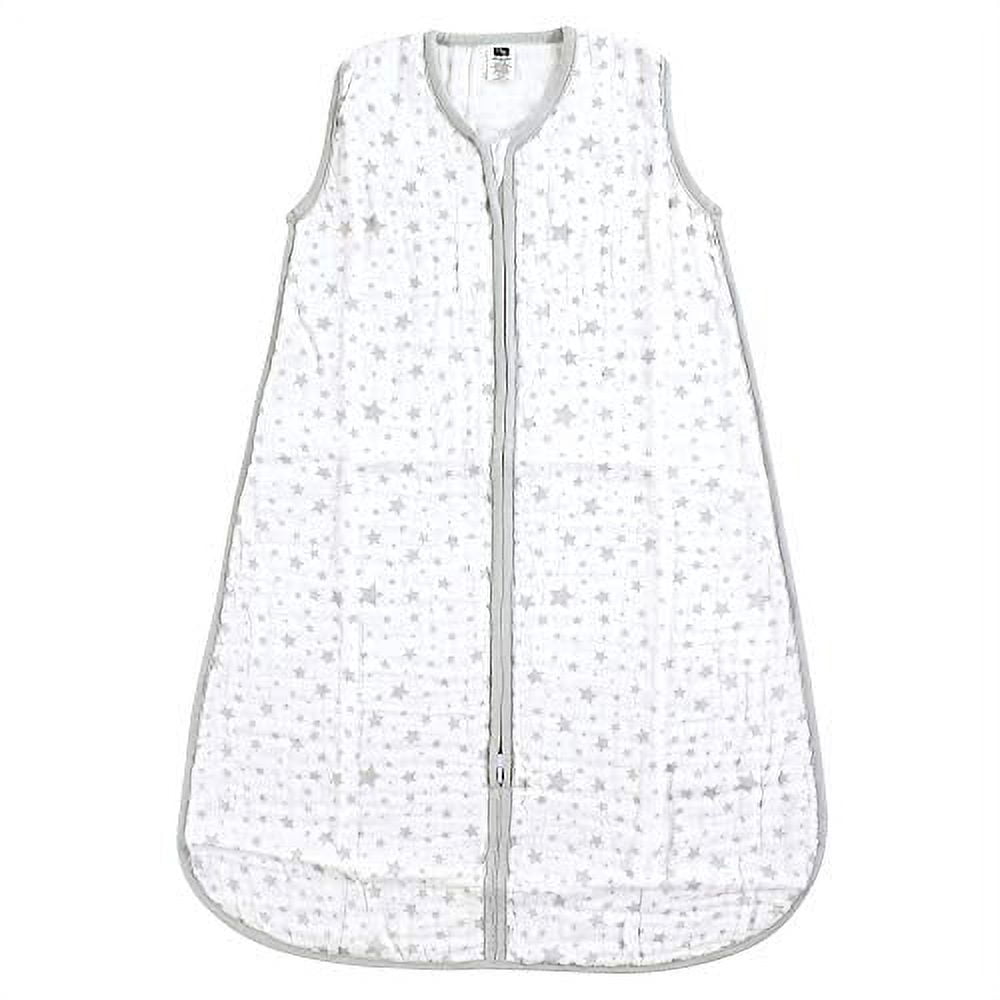 Hudson Baby Infant Muslin Cotton Sleeveless Wearable Sleeping Bag, Sack, Blanket, Gray Stars, 12-18 Months