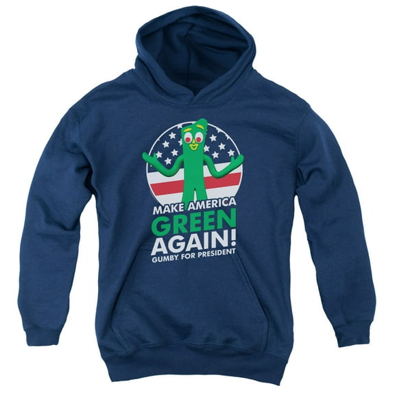 Gumby For President Youth Pullover Hoodie Sweatshirt Navy