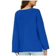 thumbnail image 5 of Lovskoo Sweaters for Women Casual Trendy Solid Pullover Long Sleeve V-Neck Knit Tops Sweater Blue, 5 of 6