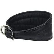 Dogs My Love Real Leather Extra Wide Padded Tapered Dog Collar (10"-11.25" Neck; 2" Wide, Black)