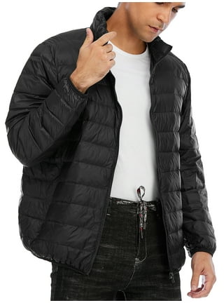 XFLWAM Puffer Jacket Men Big and Tall Lightweight Down Jackets Reflective  Windproof Winter Puffer Coats Shiny Quilted Jacket Black M 