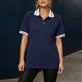 thumbnail image 4 of Polo Shirts for Women Summer Collared V Neck Short Sleeve Shirts Dressy Casual Button Down Lightweight Side Split Golf Shirt, L, 4 of 4