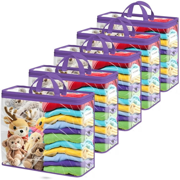 5PCS Large Clear Travel Packing,Clear Vinyl Zippered Storage Bags See Through Moving Bag Plastic Storage Bags PVC Multipurpose Pouch with Handle