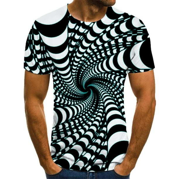 Blusa de manga corta con estampado de cuello redondo para hombre Pompotops oipoqjl5971