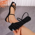 thumbnail image 2 of Women Strappy Sandals Square Toe Dressy Summer Cute Shoes Vacation Ankle Strap Slip on Slippers No Heel Going Out Mule Slides, 2 of 5