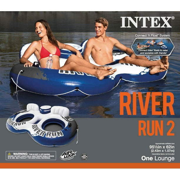 Intex River Run Ii 2-Person Water Tube W/ Cooler And Connectors (6 Pack) 58837ep