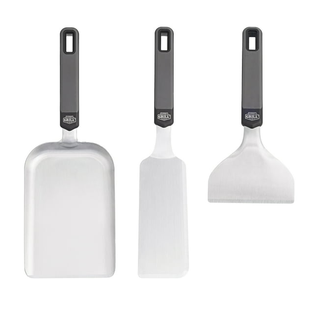 EXPERT GRILL PL en acier inoxydable 3 pièces jeu d’outils pour planchers, comprenant 2 spatules et grattoir