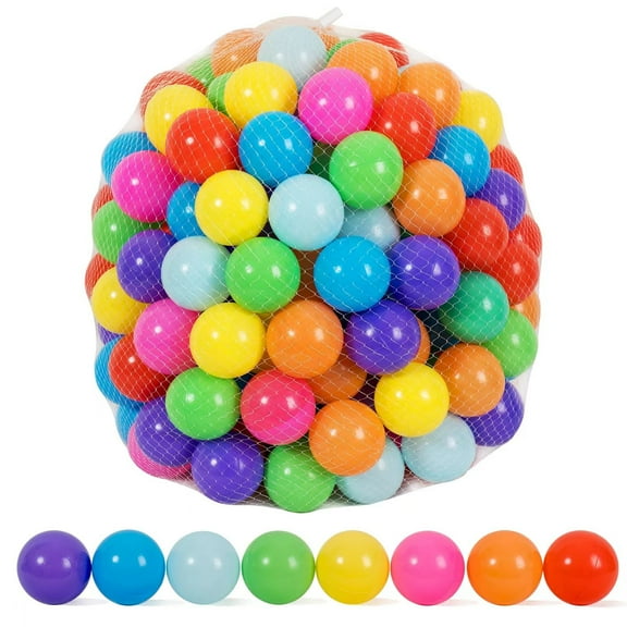 Ball Pit Balls 200 Count, 8 Colors Plastic Balls for Ball Pit Play Balls for Toddlers with Durable Storage Mesh Bag Bright Style