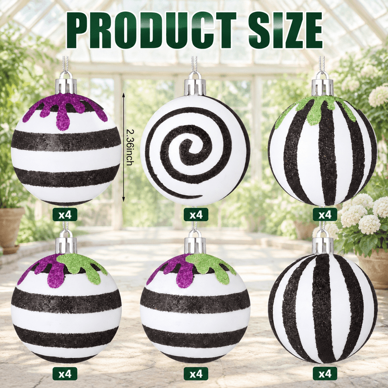 24 2.36 Inch Black And Whitemas Ball Ornaments - Walmart.com