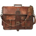 thumbnail image 2 of Ruzioon Unisex Handmade Leather Crossbody Messenger Bag, Dark Brown, 2 of 6