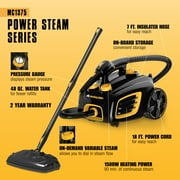 McCulloch Canister Steam Cleaner MC1375, 90 Minute Runtime, 20 Accessories: Jet Nozzle, Brushes, More - Built for Home, Tile, Grout, Carpet, Furniture, Personal Car Detailing
