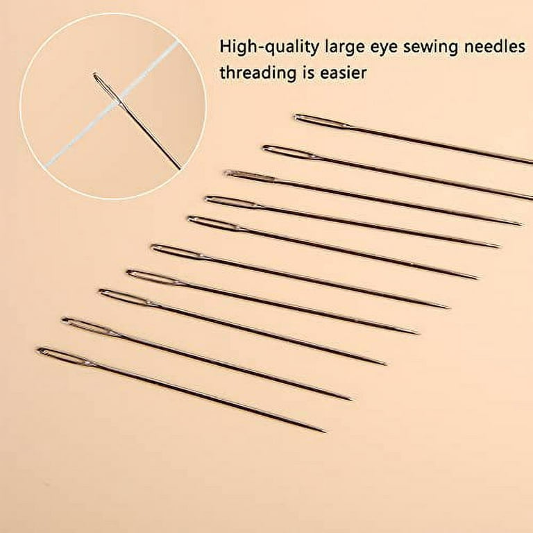 15pcs Large Eye Sewing Needles, Sewing Needles, Stainless Steel Embroidery  Thread Needle, Handmade Yarn Knitting Needles Leather Needle With Storage T