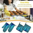thumbnail image 5 of Haiem Beautiful Blue Peacock Print Extra Long Oven Mitts and Pot Holders 4pc Sets: Heat Resistant Silicone Oven Mittens with Mini Oven Gloves and Hot Pads Potholders, 5 of 6