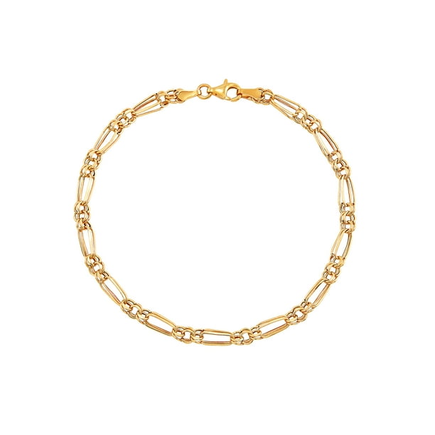 Brilliance Fine Jewelry 10K Yellow Gold Polished Alternating Oval and Round  Links Bracelet, 7.5