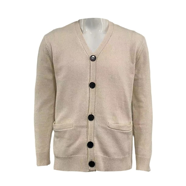 Avamo Mens Outwear V Neck Knitted Sweaters Long Sleeve Cardigan