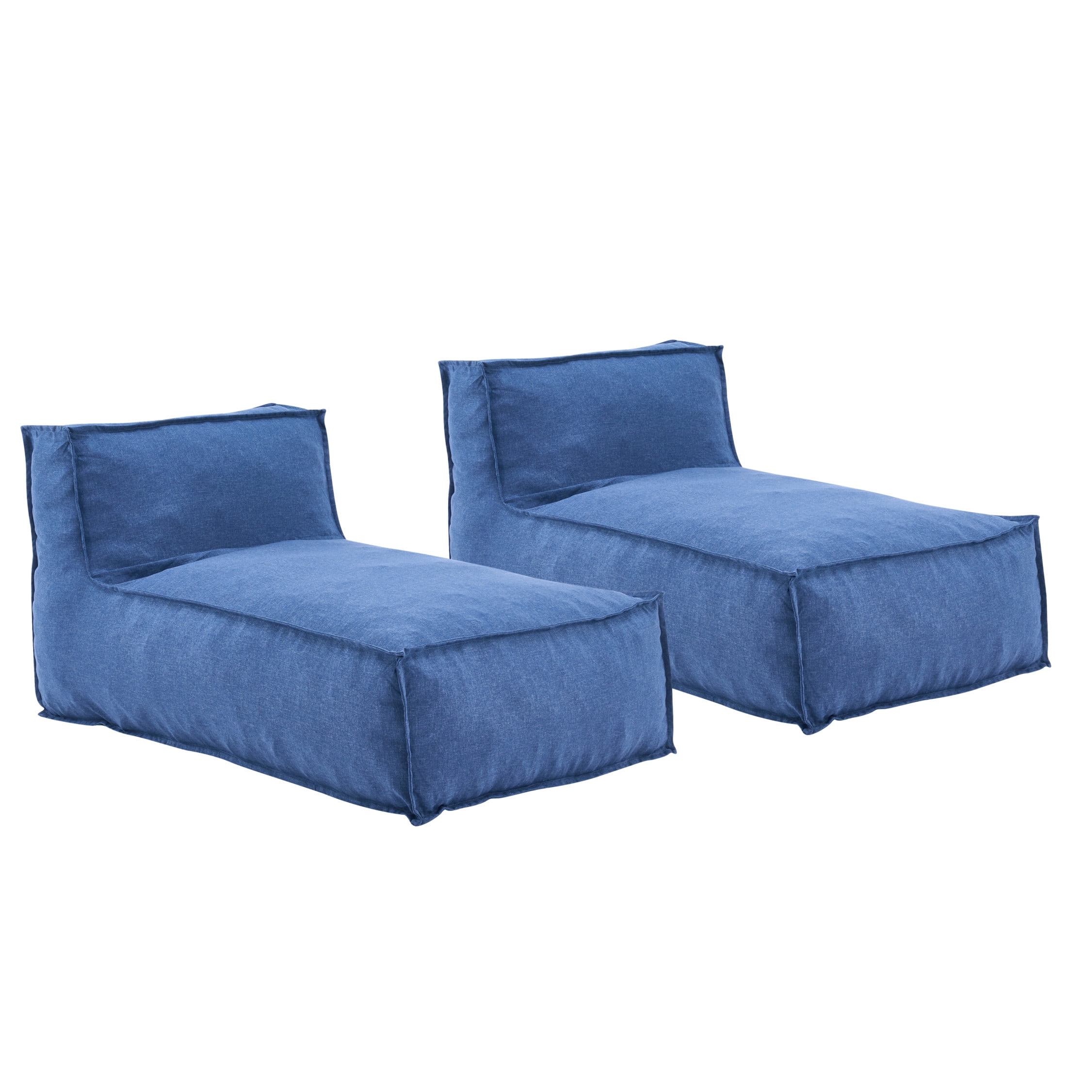 Christopher Knight Home 61" Outdoor Bean Bag Lounge Chair, Plush Foam Filled, Patio Garden Seating, Navy Blue, Set of 2