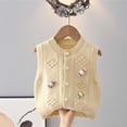 thumbnail image 6 of Cethrio Girls Sweater Vests, Buttons Sleeveless Stretchy Knitted Fall Winter Clothing Yellow Size 7-8 T, 6 of 8