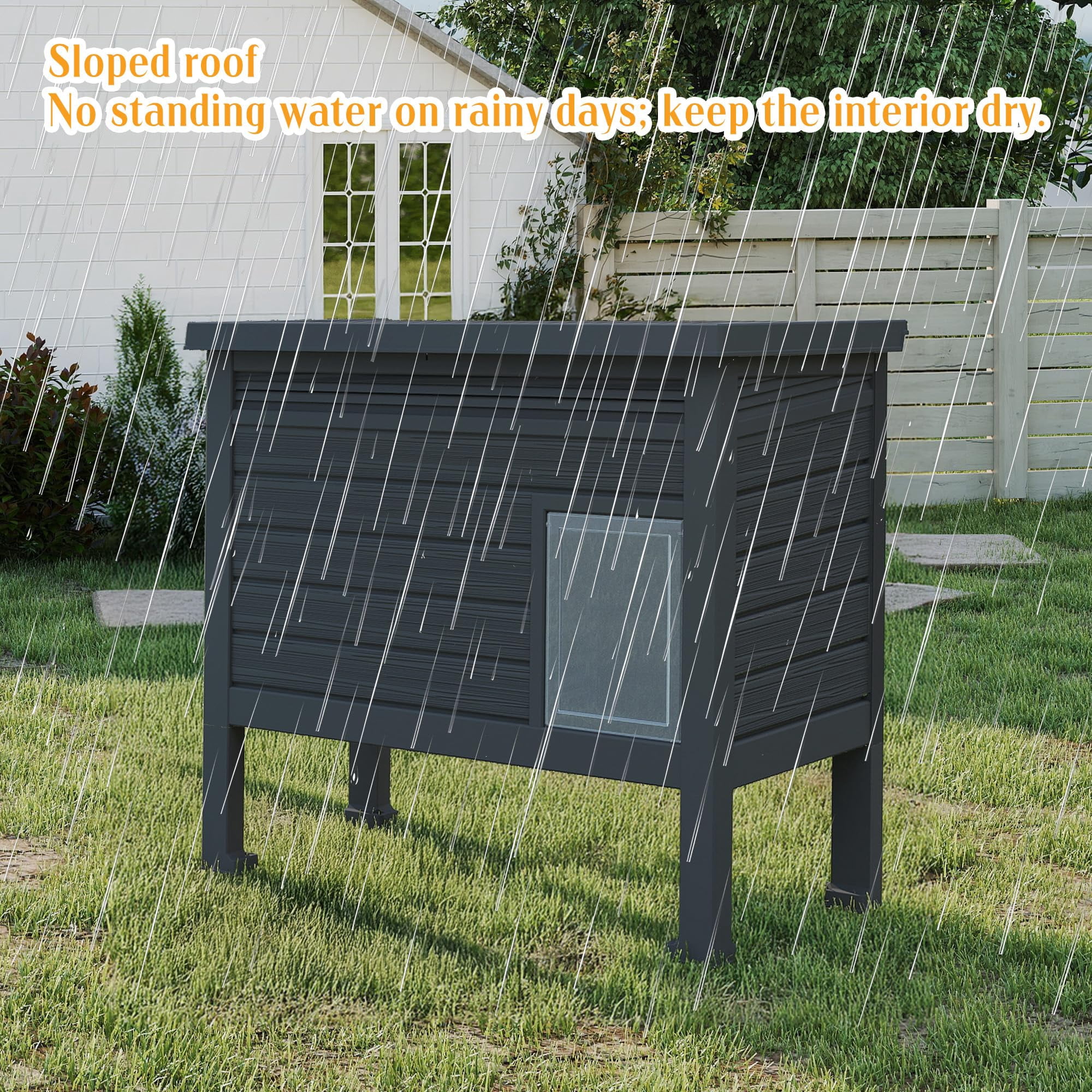EasyUp Outdoor Cat House - Weatherproof Resin Cat Houses for Outdoor Cats, Durable & Insulated Shelter for Garden, Patio, or Backyard